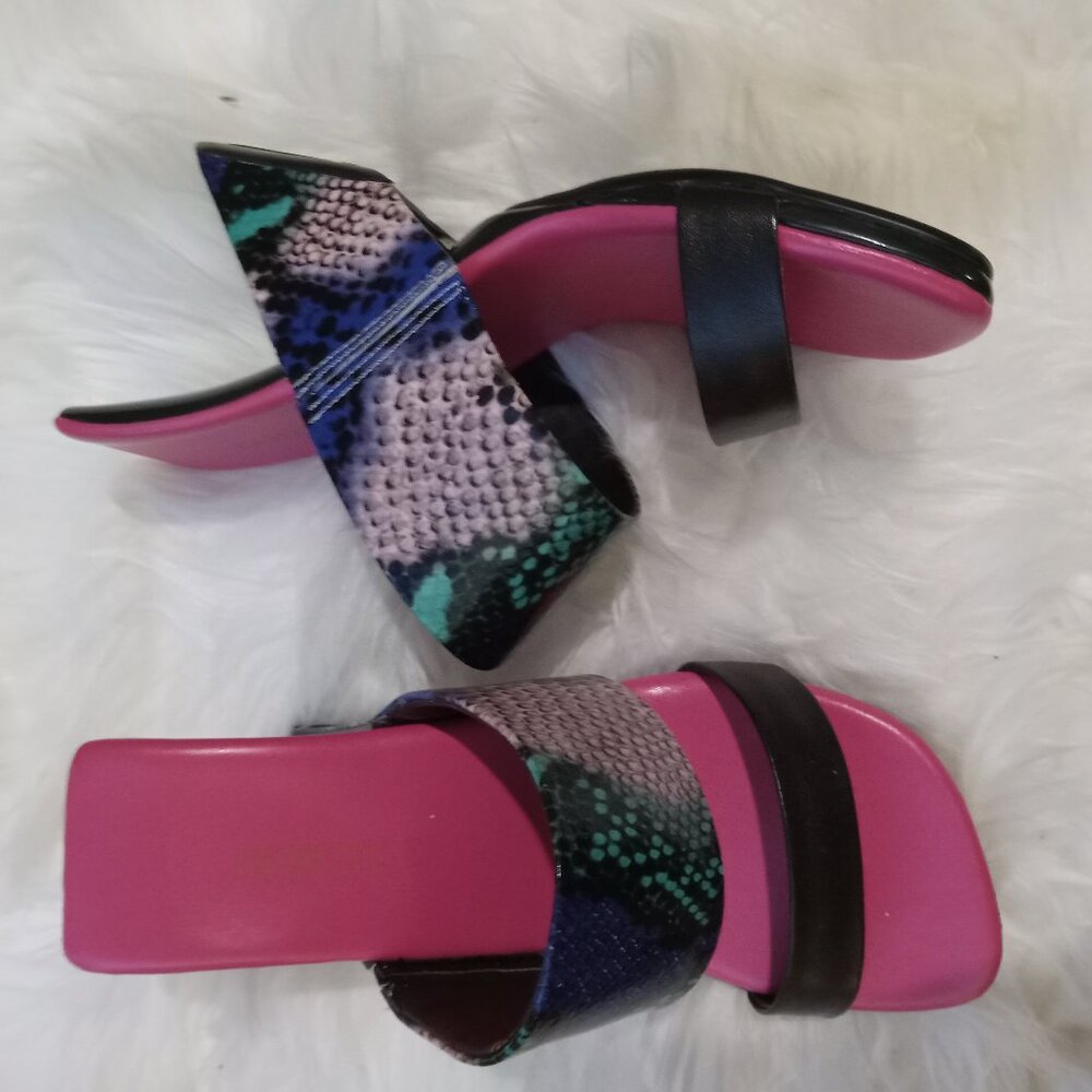 Unique Blue Black Hot Pink Snakeskin Sandal